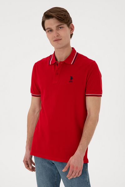 U.S. Polo Assn. Men's Regular Fit Polo Neck Red Basic T-Shirt 50306011 -Vr030