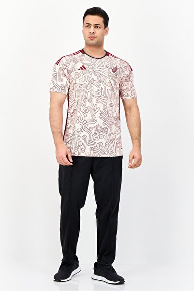 adidas قميص كرة قدم مكسيكي بأكمام قصيرة للرجال، ملابس رياضية، لون بيج