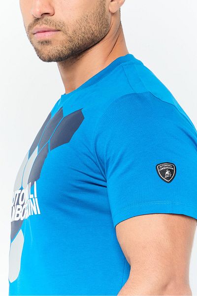 Lamborghini Men Sportswear Fit Short Sleeve Outdoor T-Shirt, Blue