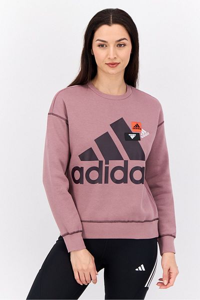 adidas Women Sportswear Fit Long Sleeves Outdoor Sweatshirt, Old Rose