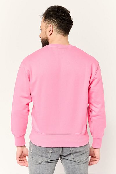 Esprit Men Crew Neck Brand Logo Long Sleeves Sweatshirt, Pink