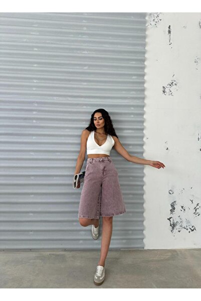 Zeo Basic BERMUDA ŞORT BORDO TİNT YIKAMALI