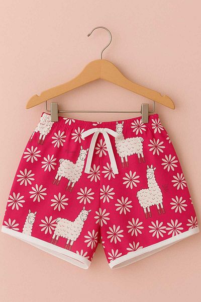 gigigiyim Lamb Patterned Casual Women's Shorts