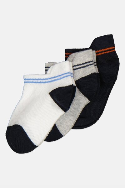 RBX Kids Boy 3 Pair Life Active Socks, White/Navy