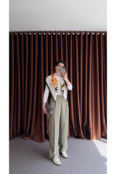 HAZELANNA Premium Tok Texture Green Palazzo