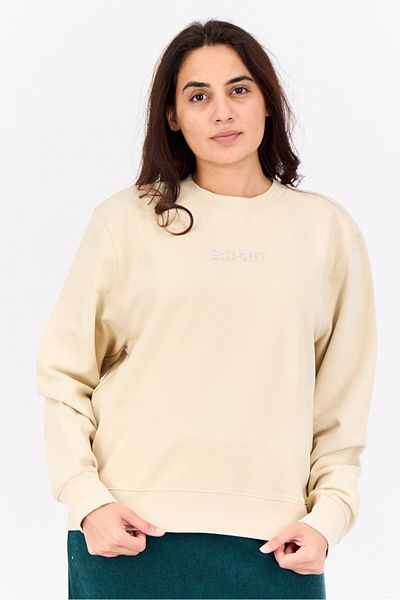 Esprit Women Crew Neck Solid Long Sleeves Sweatshirt, Beige