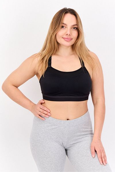 Champion Women Brand Logo Padded Sports Bra, Black