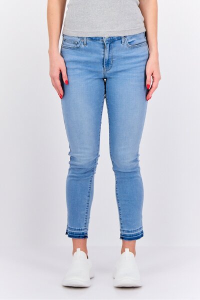 Levi's بنطلون جينز نسائي ضيق قابل للتمدد ومغسول، أزرق