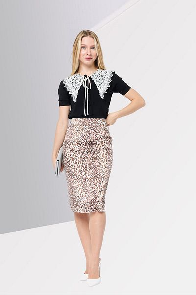 Guess Women Animal Print Pencil Skirt, Multicolor