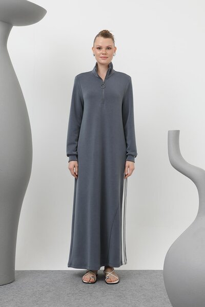 Loreen Women's Tiktak Detailed Zippered Dress - 20600Elb - Anthracite