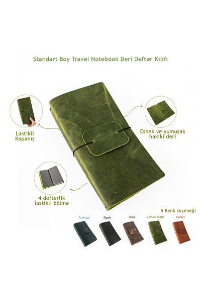 noft Standard Size Travel Notebook Leather Notebook Case - Travel Notebook - 22 X 13 cm