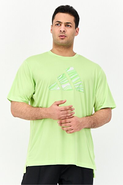 adidas تي شيرت رياضي رجالي بأكمام قصيرة للتدريب، أخضر ليموني