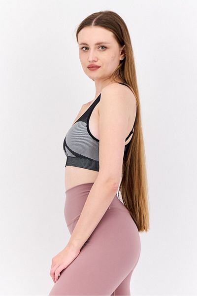 adidas Women Textured Padded Sports Bra, Black