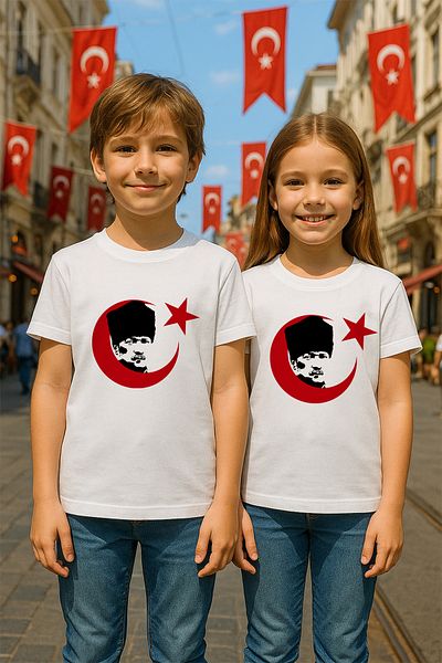MYADA 19 mai 23 aprilie 23 octombrie 10 noiembrie Tricou pentru copii cu imprimeu special Moon Star Ataturk 22555