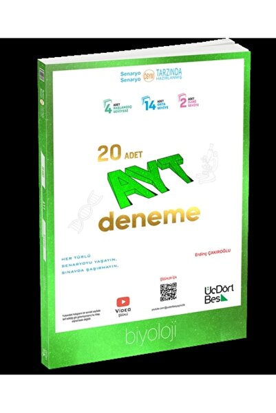 Üç Dört Beş Yayıncılık ÜçDörtBeş Yayınları AYT Biyoloji 20’li Deneme Yeni