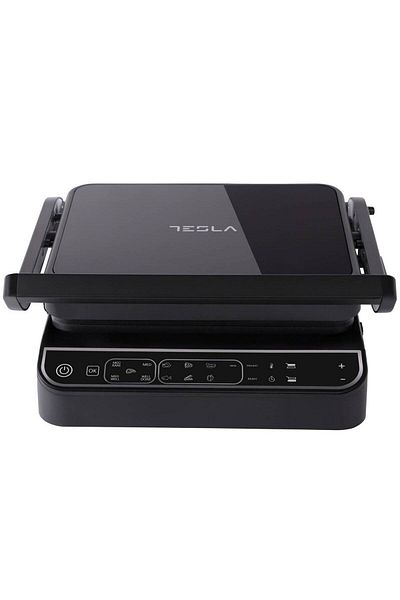 TESLA Gratar electric Tesla GR500BG, 2000 W, 10 programeLED, control digital, 30x23cm, negru/sticla
