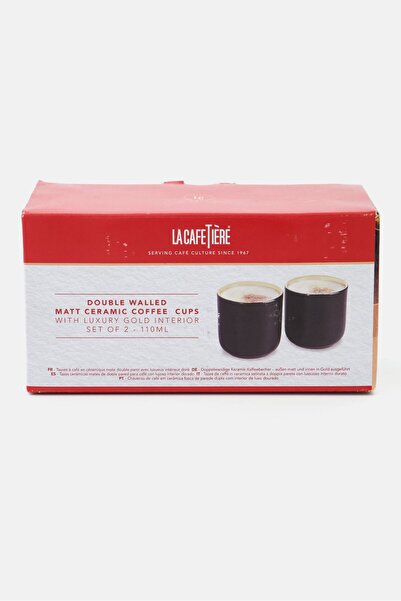 La Cafetiere 2 Pc Stainless Steel Drinking Mugs Set 110 ml, Black