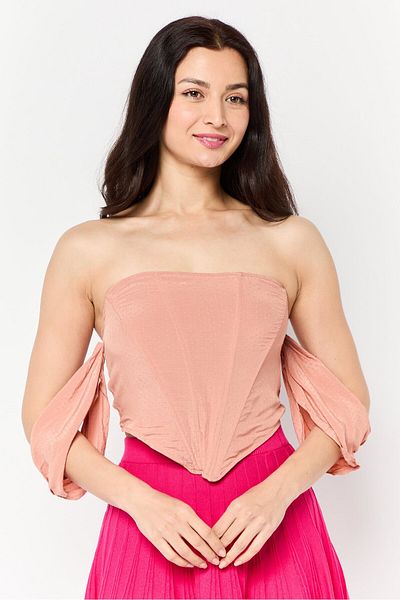 Missguided Women Sweetheart Neck Strapless Corset Top, Peach