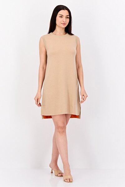 Esprit Women Knitted Sweater Dress, Tan