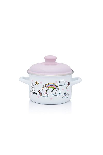 Metalac 2l pot with lid Unicorn Metalac, enamel, 16cm, 2l