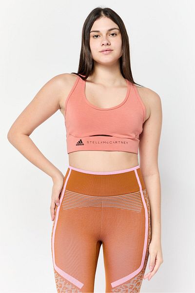 adidas Women Brand Logo Padded Sports Bra, Dark Orange