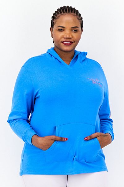 Champion Women Plus Size Long Sleeve Outdoor Sweatshirt, Blue