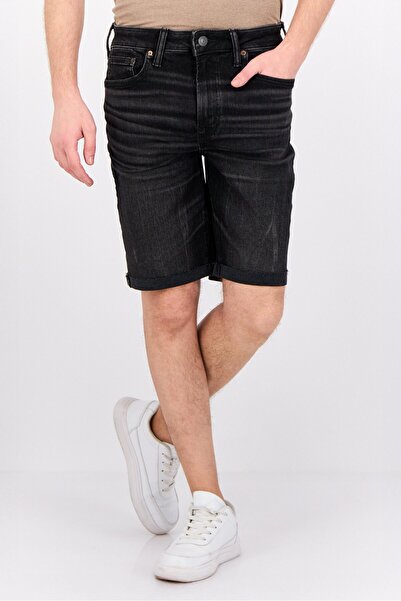 AMERICAN EAGLE شورت جينز رجالي مغسول، أسود