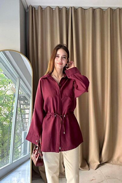 lizge giyim BEL BAĞCIKLI CEP KAPAKLI GÖMLEK