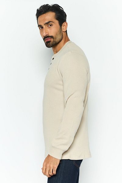 Rainforest Men Round Neck Textured Long Sleeves Sweatshirt, Beige