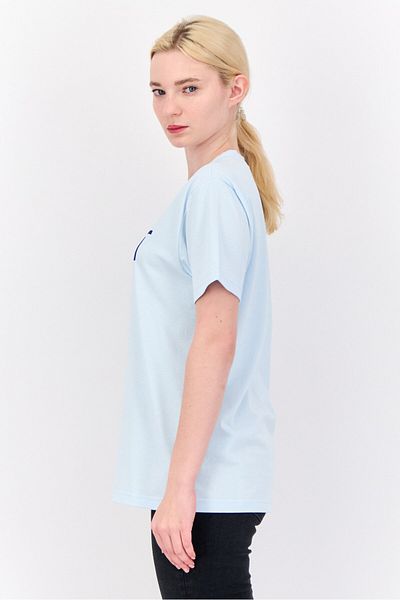 Esprit Women Crew Neck Brand Logo Short Sleeves T-shirt, Light Blue