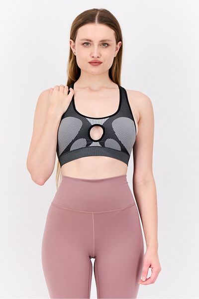 adidas Women Textured Padded Sports Bra, Black