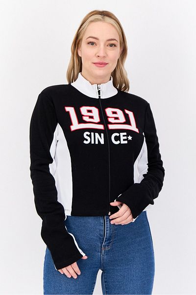 Don't Call Me Jennyfer Women High Neck Embroidered Sweatshirt, Multicolor