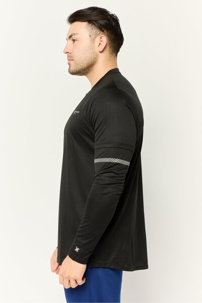 Kenneth Cole Men Crew Neck Long Sleeve Brand Logo T Shirt, Black