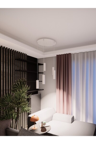 avizade Zenya Beyaz Renk 5'li Spot-silindir Avize - Modern Sarkıt Aydınlatma, Gu10 Duy, Şık Tasarım