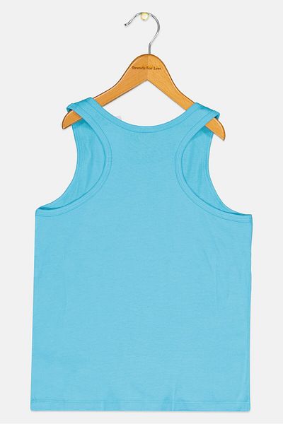GAP Kids Girl Scoop Neck Sleeveless Brand Logo Tank Top, Turquoise