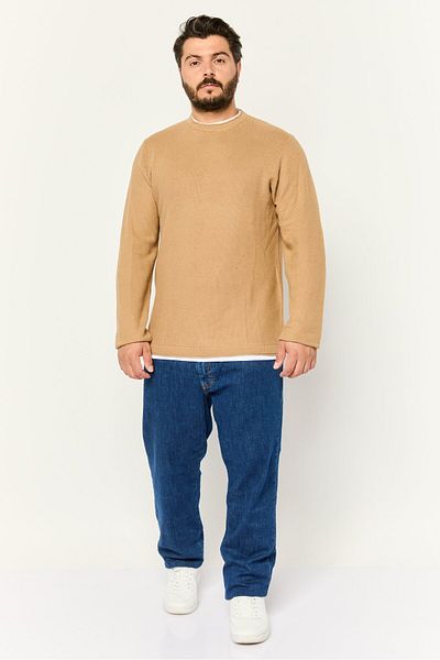 Sorbino Men Crew Neck Textured Long Sleeves Sweatshirt, Brown