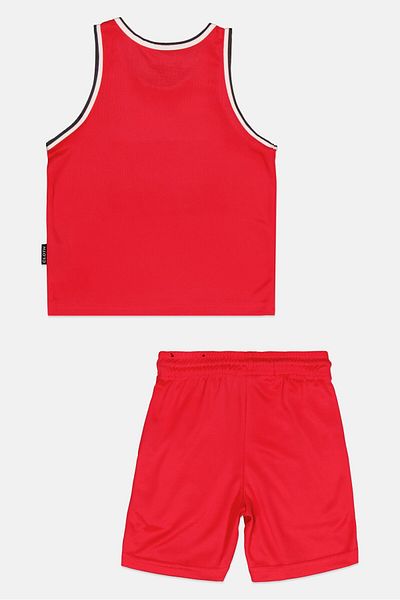 Brooklyn Kids Boy 2 Pieces Graphic Print Cycling Jersey And Shorts Set, Red
