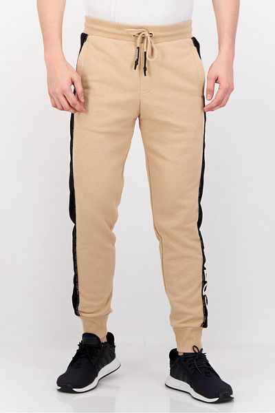 Guess Men Regular Fit Brand Logo Jogger Pants, Beige