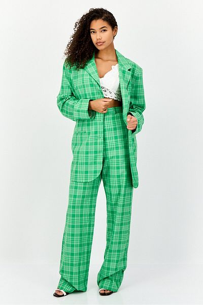 Asos Design Women Regular Fit Plaid Casual Blazer, Green