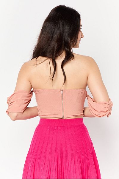 Missguided Women Sweetheart Neck Strapless Corset Top, Peach
