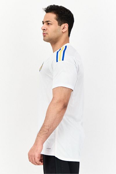 adidas Men Sportswear Fit Short Sleeves Leeds United Football Jersey Shirt, White
