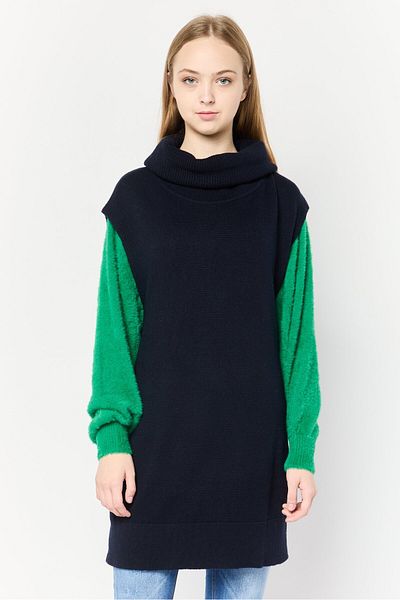 Phase Eight Men Turtle Neck Textured Sleeveless Tunic Sweater, Dark Navy