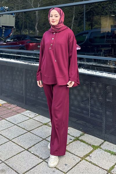 Ovn. Modal Σετ με λεπτομέρεια με κουκούλα - Claret Red