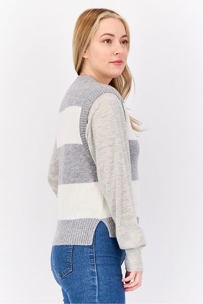 Esprit Women Yarn Dye Pattern Knitted Vest, Multicolor
