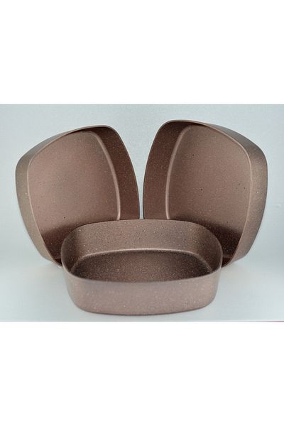 AVCI HOME MAKER طقم صينية خبز مربعة الشكل مكون من 3 قطع، لون بني، مقاس 28 سم