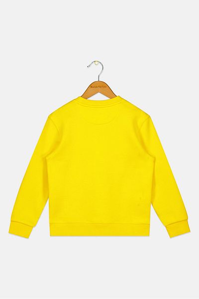 Esprit Kids Girl Crew Neck Long Sleeve Brand Logo Sweatshirt, Yellow