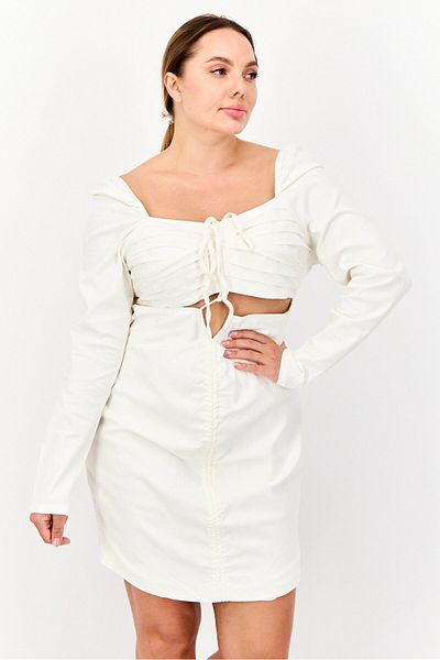 Simmi London Women Curve Ruched Mini Dress, Off White