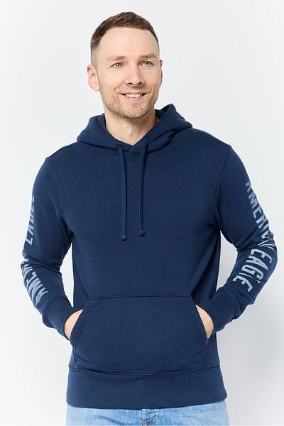 AMERICAN EAGLE Men Brand Logo Long Sleeves Hoodie, Navy