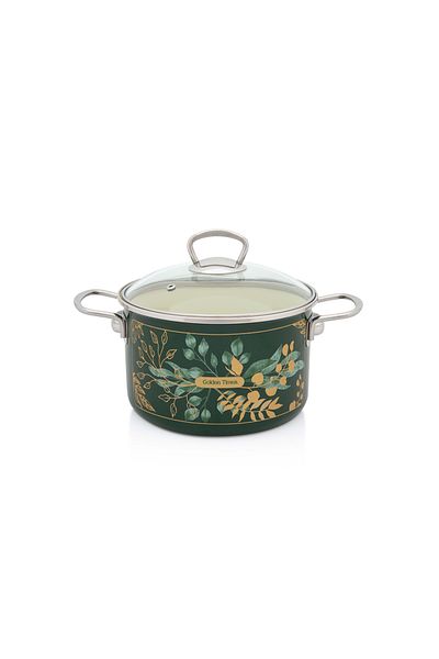 Metalac Oala 4l cu capac din sticla Golden Times Metalac, email, 20cm, 4l
