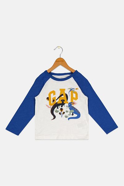 GAP Toddlers Boy Graphic Print Long Sleeve T-Shirt, White
